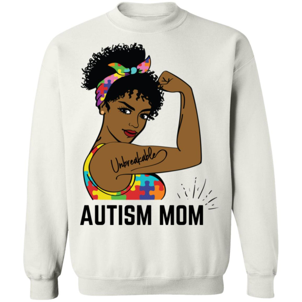 Autism Awareness Strong Mom Afro Mother Black Women Gift Shirt