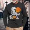 halloween dinosaur skeleton t rex scary pumpkin moon costume long t shirt 20231004111957 cuovw3yu 1