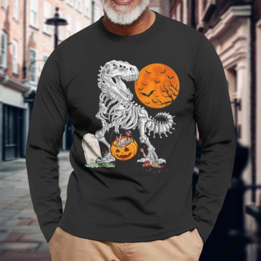halloween dinosaur skeleton t rex scary pumpkin moon costume long t shirt 20231004111957 cuovw3yu 1