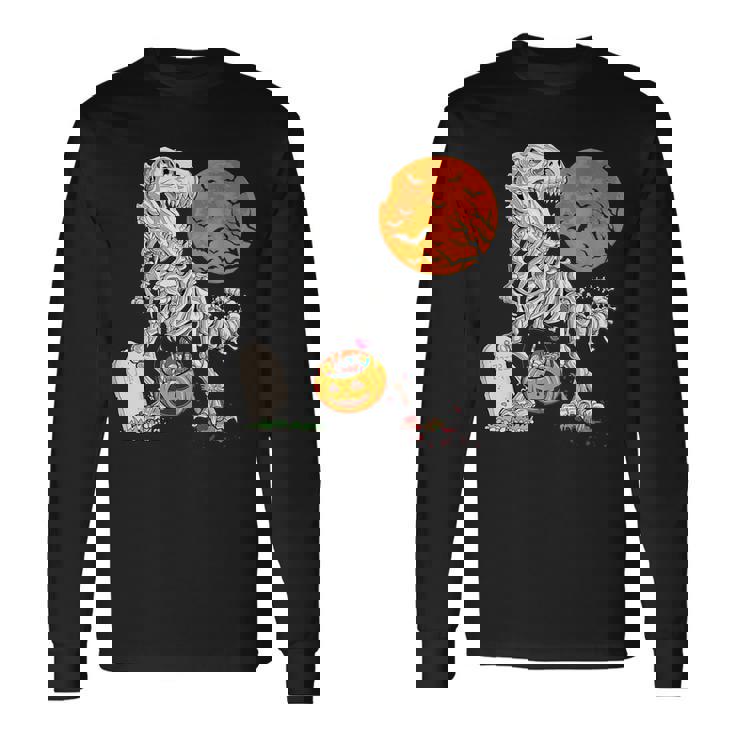 halloween dinosaur skeleton t rex scary pumpkin moon costume long t shirt 20231004111957 cuovw3yu 3