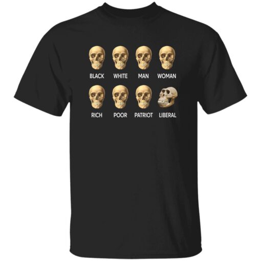 Black White Man Woman Rich Poor Patriot Liberal Skull Shirt